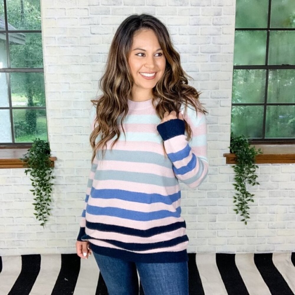 Kori Striped Ombré Blue Pink Sweater 1XL/2XL NEW HWT